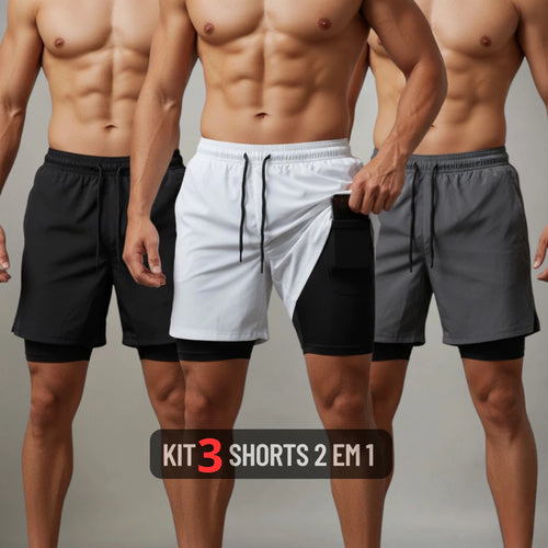 KIT 3 Shorts DRYFIT Esportivo